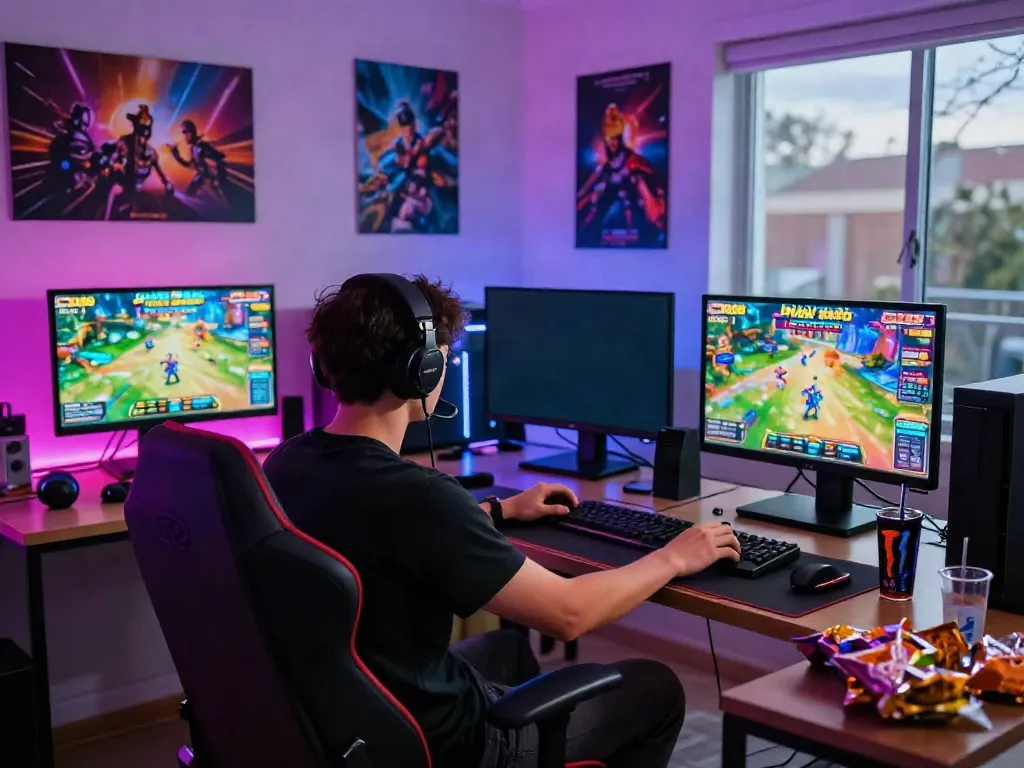 A gamer fully immersed in the DU88 online gaming experience, showcasing bắn cá gameplay in a modern living room.